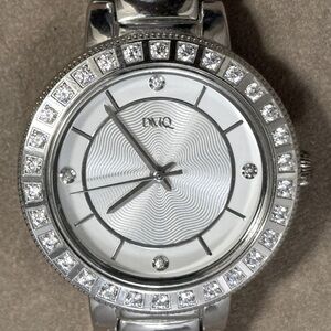 DMQ Silver Watch with Crystal Accents
